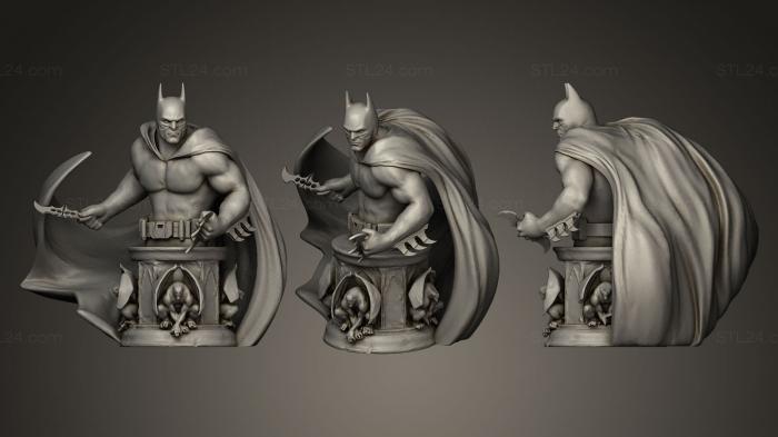 Статуэтки герои, монстры и демоны (Бюст Бетмен, STKM_0144) 3D модель для ЧПУ станка